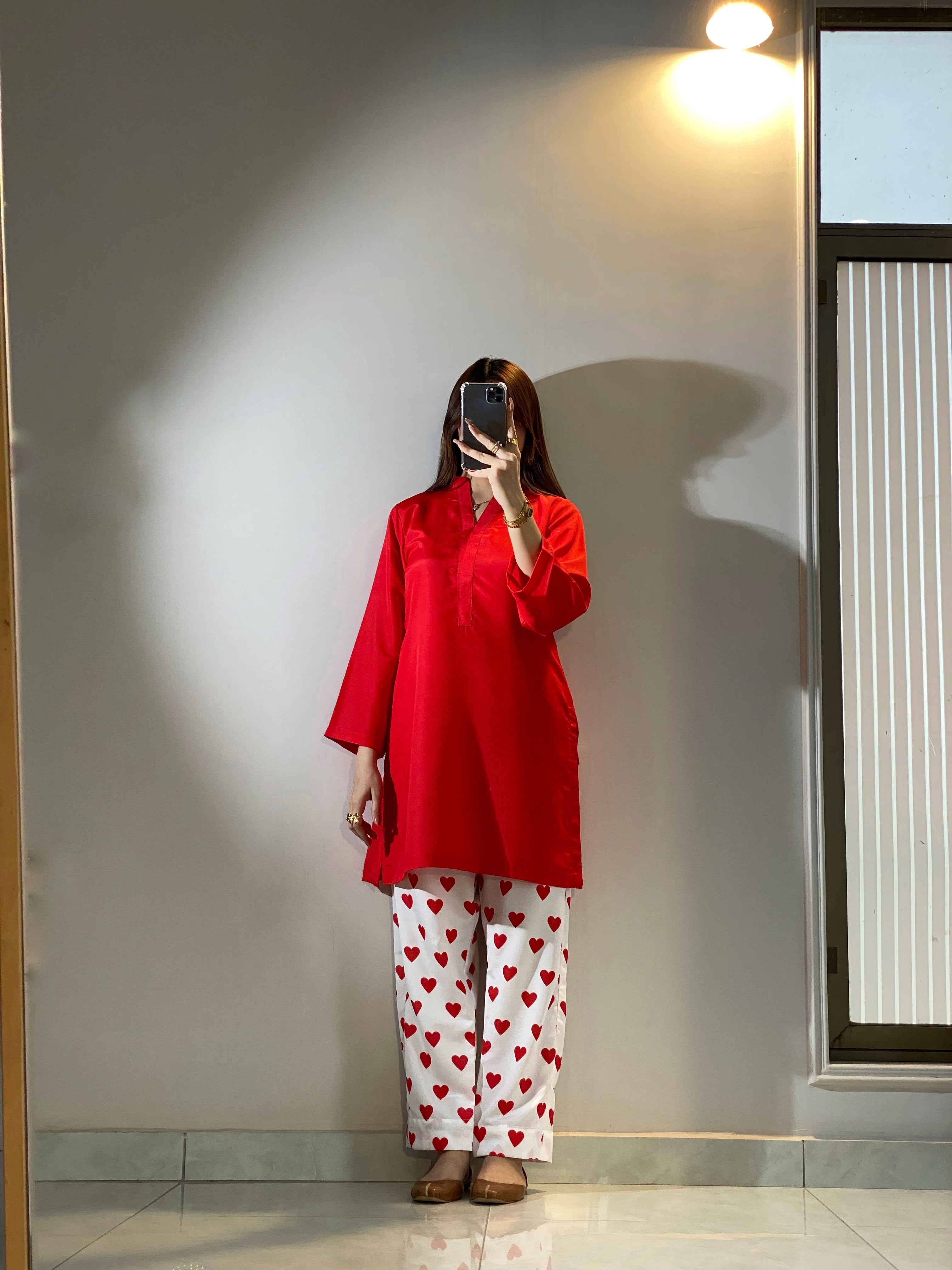Hania Amir Style Trendy Cord Set Unstiched (RED)