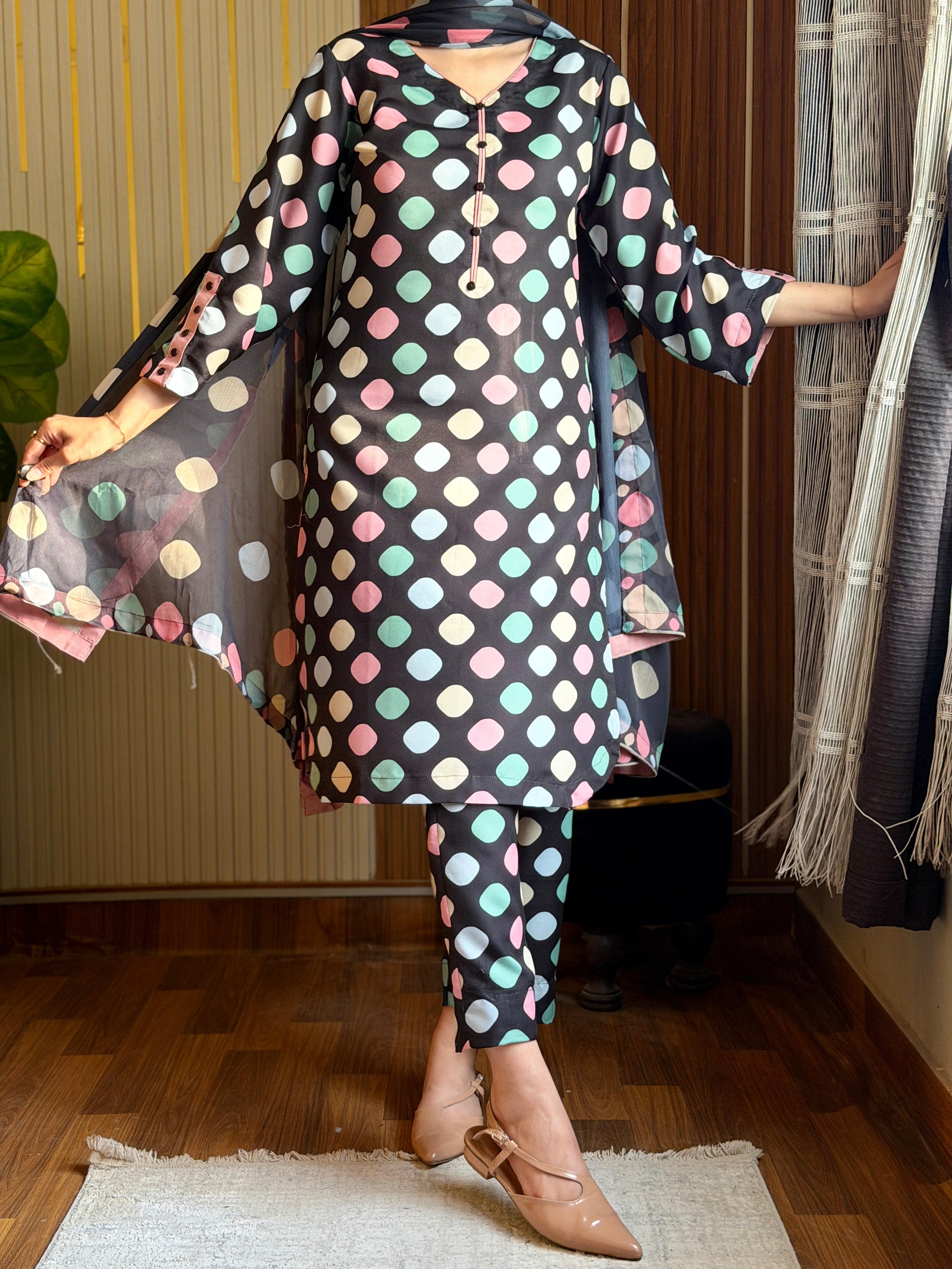 DIGITAL PRINTED SWISS LAWN 3pcs (MULTI POLKA)