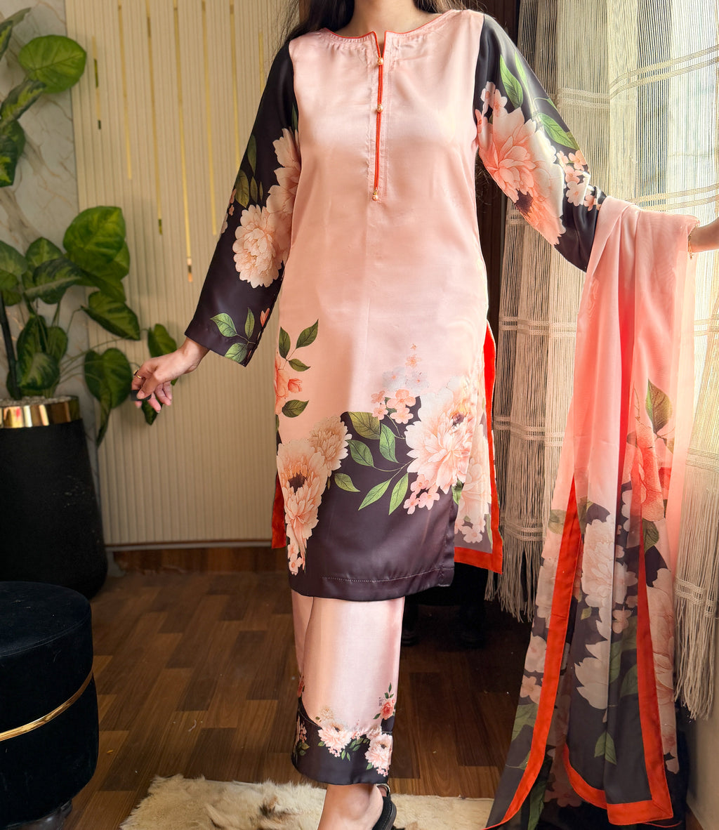 Digital Print Silk 3pcs (BLACK ROSESS)