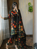 Digital Print Silk 3pcs ( BLACK 3D FLOWERS)