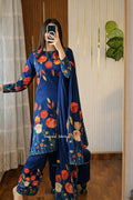 Digital Print Silk 3pcs (NAVY BLUE 3D FLOWERS)