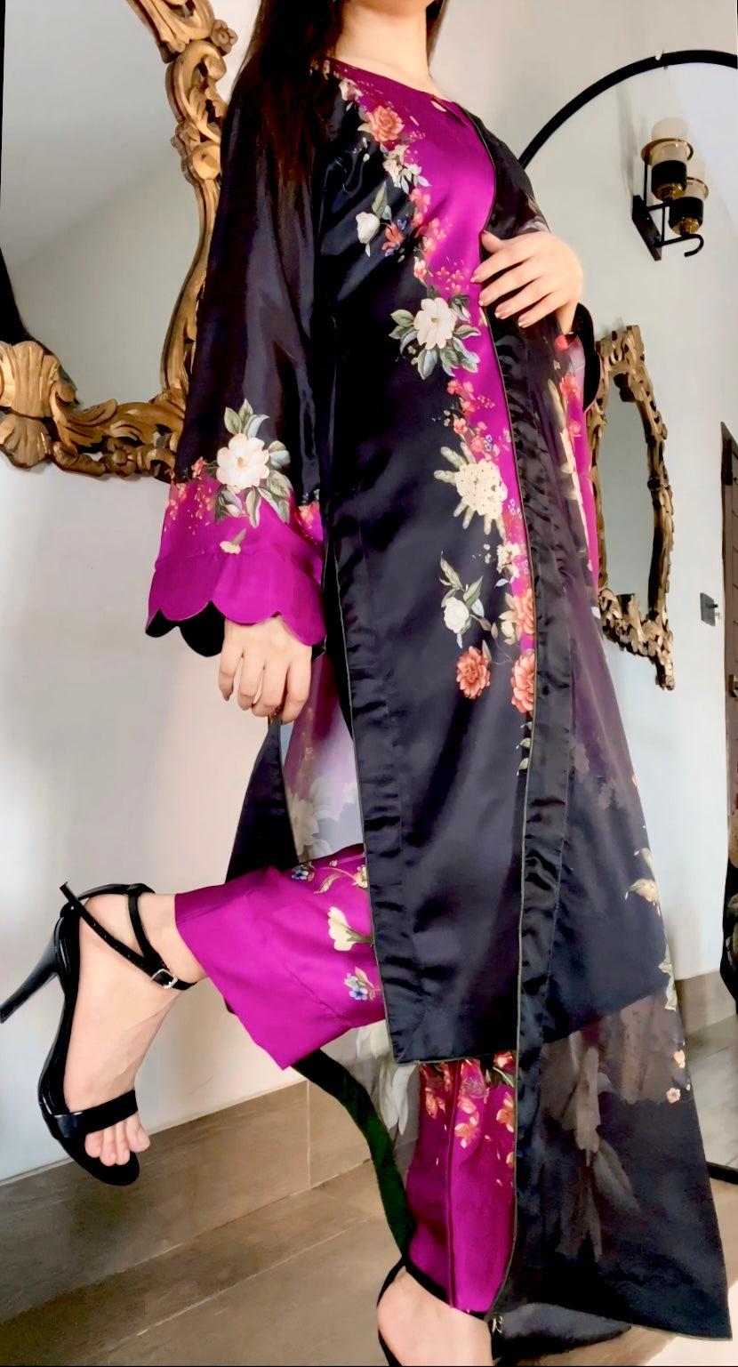 Digital Print Silk 3pcs (PURPLE BLACK)