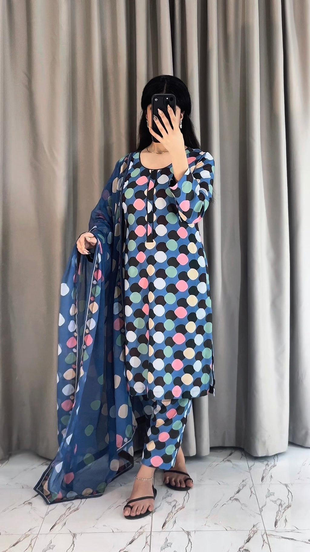 DIGITAL PRINTED SWISS LAWN 3pcs (Blueberry Polka Luxe)