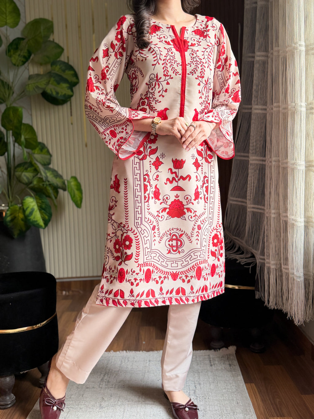 DIGITAL PRINTED SWISS LAWN 2pcs (Ruby Blossom)