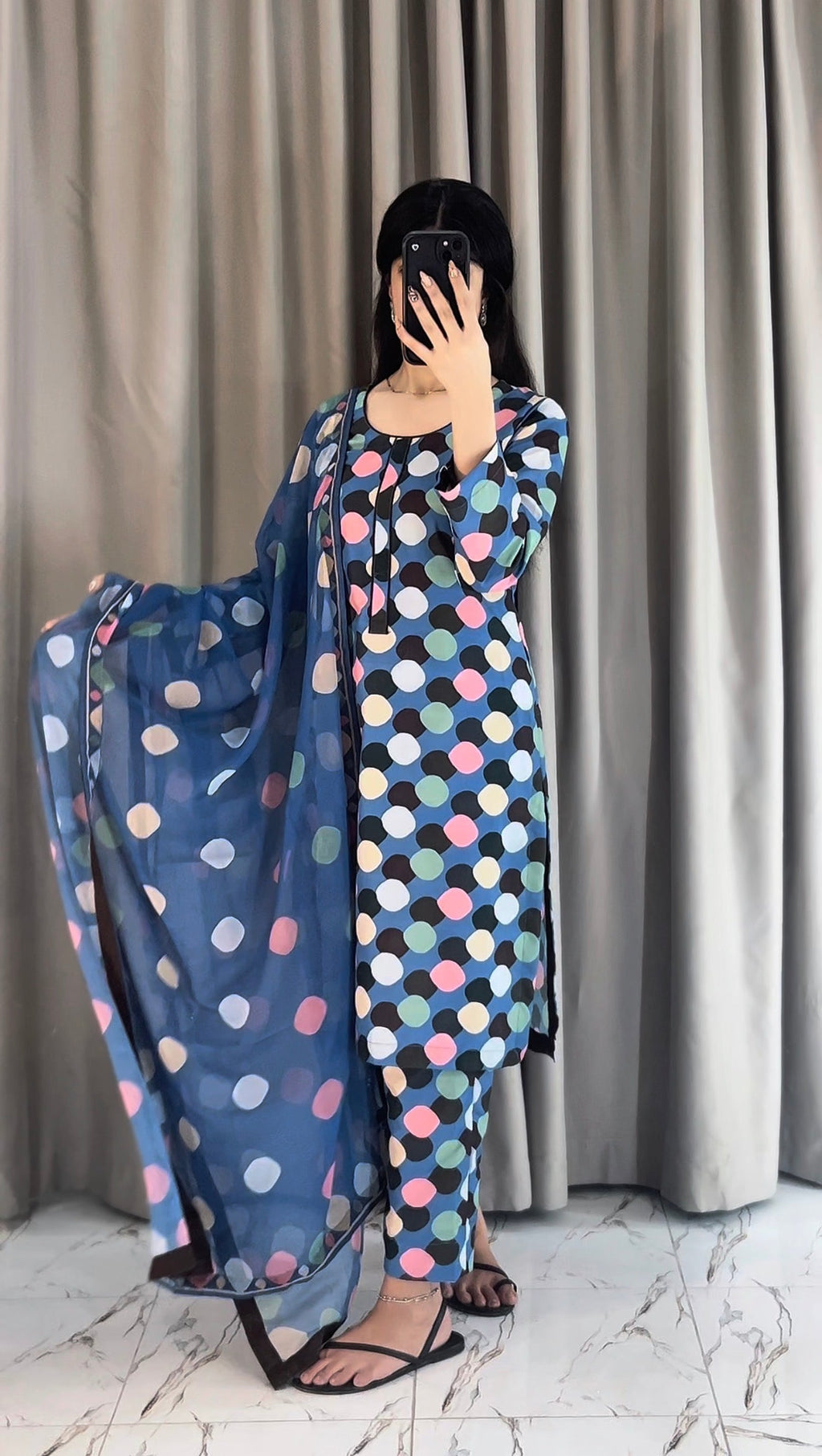 DIGITAL PRINTED SWISS LAWN 3pcs (Blueberry Polka Luxe)