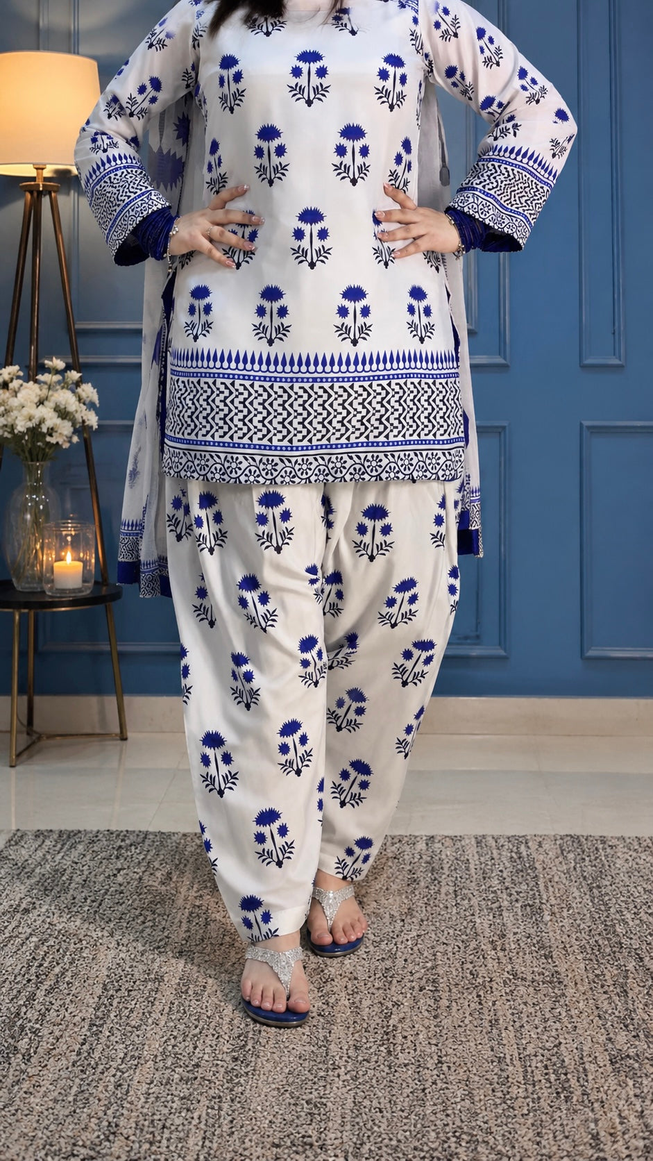 DIGITAL PRINTED SWISS LAWN 3pcs (Royal Sapphire)