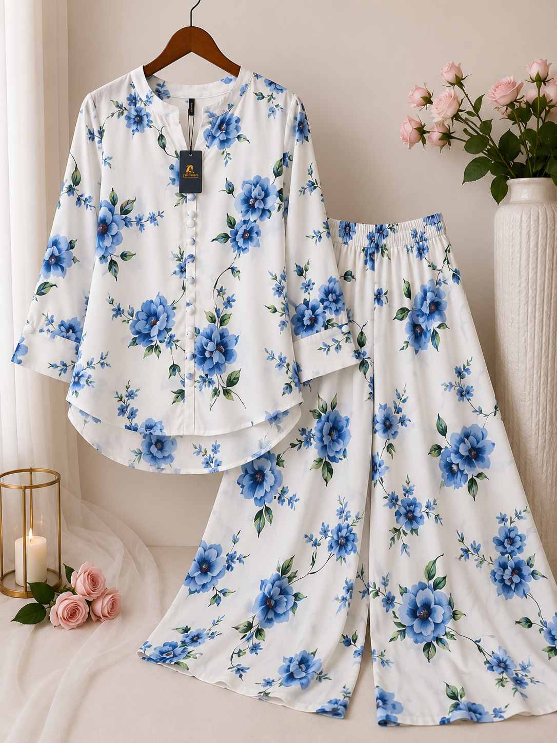 Printed 2 pcs Silk Suit
