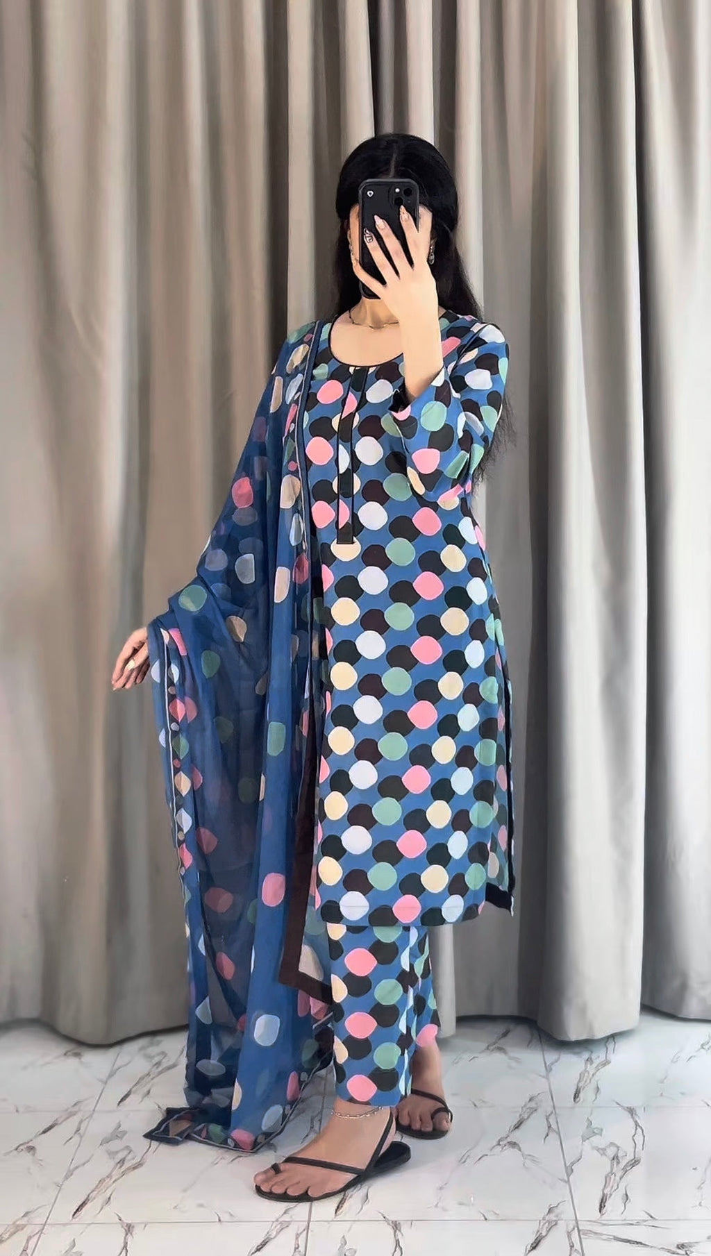 DIGITAL PRINTED SWISS LAWN 3pcs (Blueberry Polka Luxe)