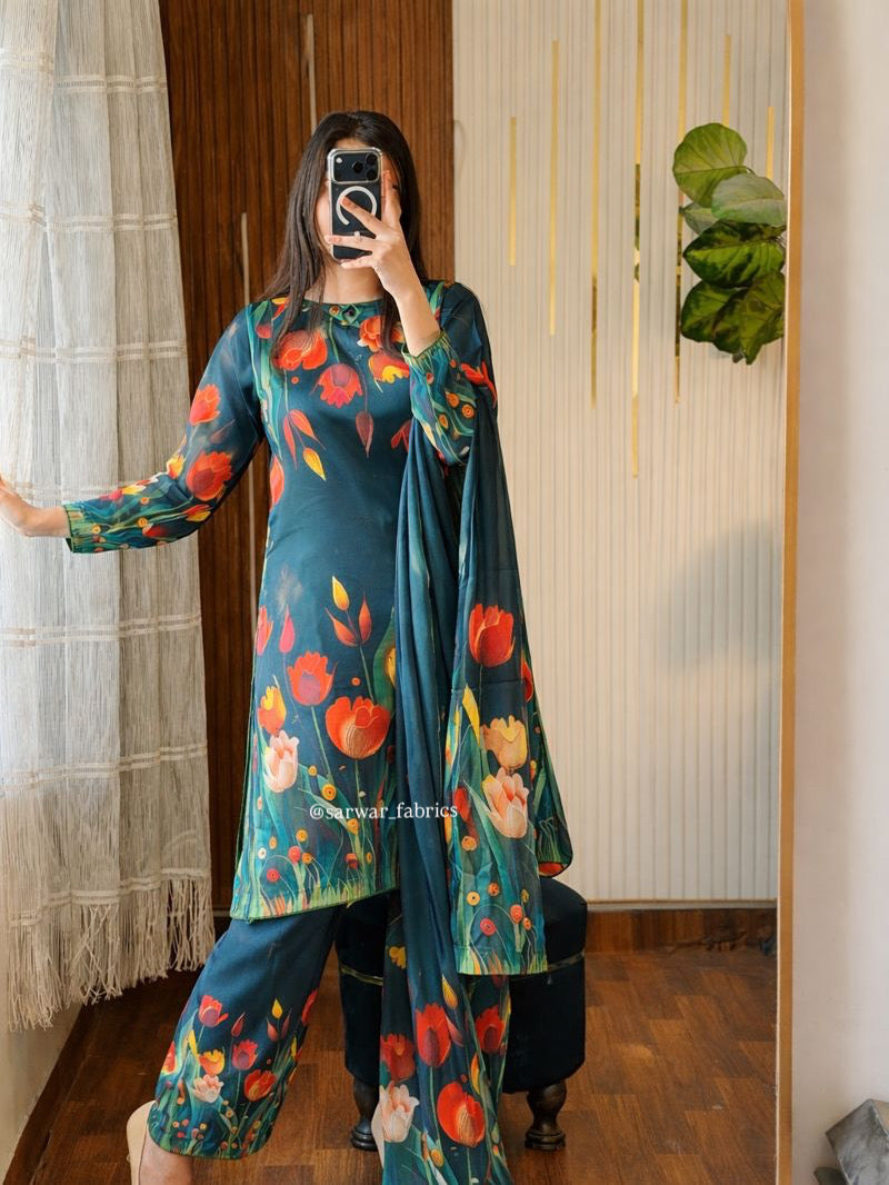 Digital Print Silk 3pcs ( ZING 3D FLOWERS)