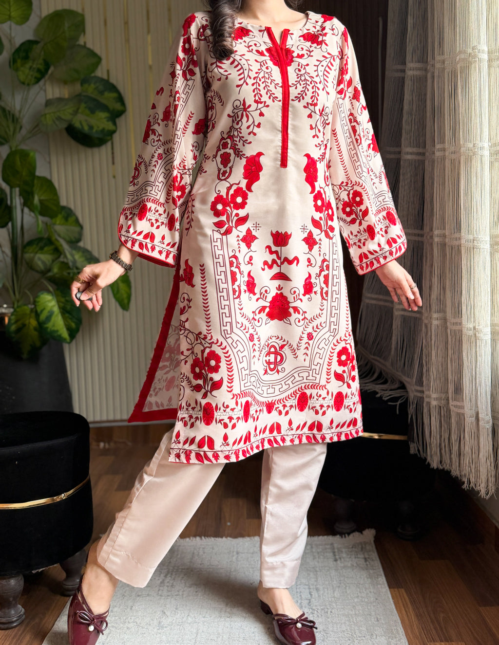 DIGITAL PRINTED SWISS LAWN 2pcs (Ruby Blossom)