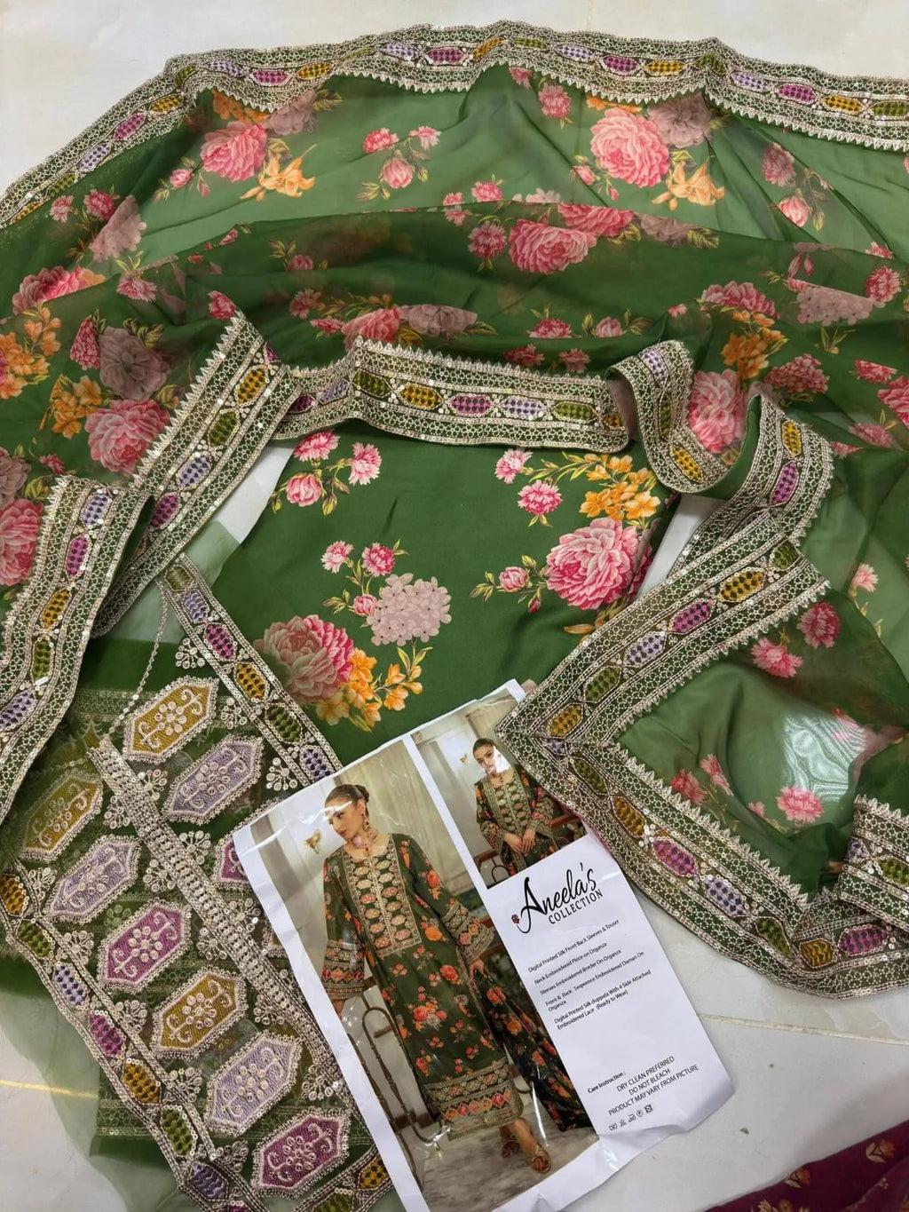 Aneelas Luxury Silk 3 Piece Unstitched